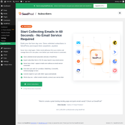 Page screenshot: SeedProd &rarr; Settings &rarr; 
					Subscribers				
