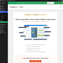 Page screenshot: SeedProd &rarr; Popups