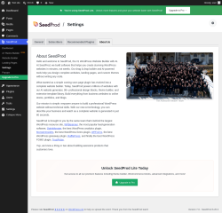 Page screenshot: SeedProd &rarr; Settings &rarr; 
					About Us				