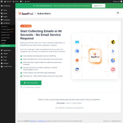 Page screenshot: SeedProd &rarr; Settings &rarr; 
					Subscribers				
