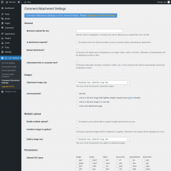Page screenshot: QC CLR Settings &rarr; Comment Attachment Settings