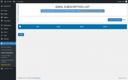 Page screenshot: QC CLR Settings &rarr; Email Subscription