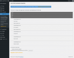 Page screenshot: QC CLR Settings &rarr; Commenter Emails