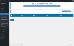 Page screenshot: QC CLR Settings &rarr; Email Subscription