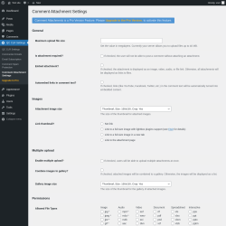 Page screenshot: QC CLR Settings &rarr; Comment Attachment Settings