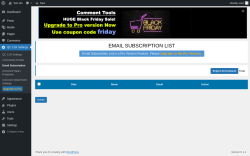 Page screenshot: QC CLR Settings &rarr; Email Subscription