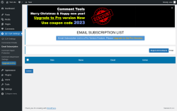 Page screenshot: QC CLR Settings &rarr; Email Subscription