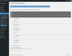 Page screenshot: QC CLR Settings &rarr; Commenter Emails