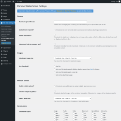 Page screenshot: QC CLR Settings &rarr; Comment Attachment Settings