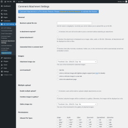 Page screenshot: QC CLR Settings &rarr; Comment Attachment Settings