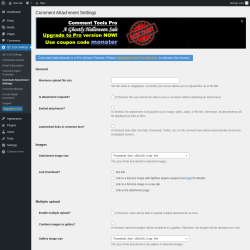 Page screenshot: QC CLR Settings &rarr; Comment Attachment Settings