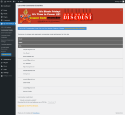 Page screenshot: QC CLR Settings &rarr; Commenter Emails