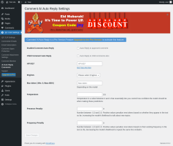 Page screenshot: QC CLR Settings &rarr; AI Auto Reply Comments