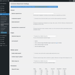 Page screenshot: Comment Tools &rarr; Comment Attachment Settings