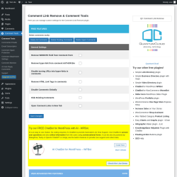 Page screenshot: Comment Link Remove & Comment Tools &lsaquo; Test site &mdash; WordPress