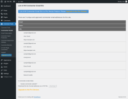 Page screenshot: Comment Tools &rarr; Commenter Emails