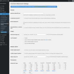 Page screenshot: Comment Tools &rarr; Comment Attachment Settings