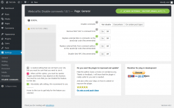 Page screenshot: Settings &rarr; Disable comments