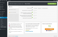 Page screenshot: Settings &rarr; Disable comments