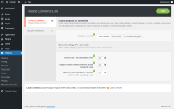 Page screenshot: Settings &rarr; Disable comments