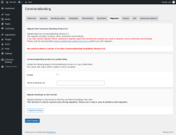 Page screenshot: Settings → CommonsBooking → Migration