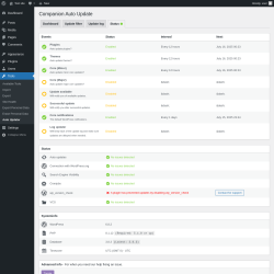 Page screenshot: Tools → Auto Updater → Status