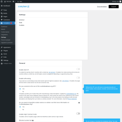 Page screenshot: Complianz  &rarr; Settings