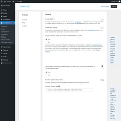 Page screenshot: Complianz  &rarr; Settings
