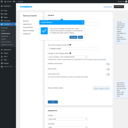 Page screenshot: Complianz  &rarr; Cookie banner