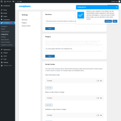 Page screenshot: Complianz  &rarr; Integrations