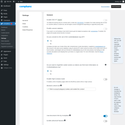 Page screenshot: Complianz  &rarr; Settings