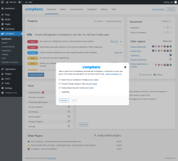 Page screenshot: Complianz &lsaquo; Test site &mdash; WordPress