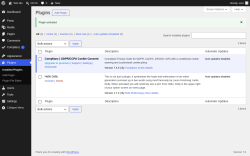 Page screenshot: Plugins &lsaquo; Test site &mdash; WordPress