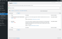 Page screenshot: Plugins ‹ Test site — WordPress