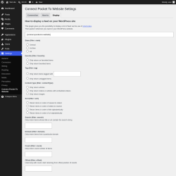 Page screenshot: Settings &rarr; Connect Pocket To Website &rarr; Display