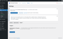 Page screenshot: Contact Form &rarr; Settings &rarr; Support