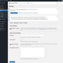 Page screenshot: Contact Form &rarr; Settings