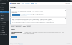 Page screenshot: Contact Form &rarr; Settings &rarr; Support