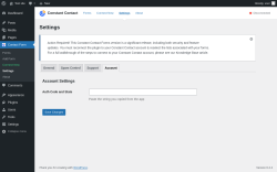 Page screenshot: Contact Form &rarr; Settings &rarr; Account
