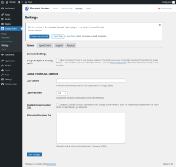 Page screenshot: Contact Form &rarr; Settings