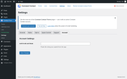 Page screenshot: Contact Form → Settings → Account