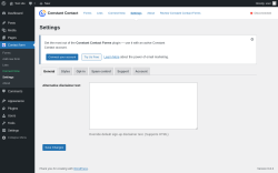 Page screenshot: Contact form → Settings