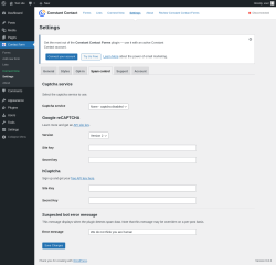 Page screenshot: Contact form → Settings → Spam control