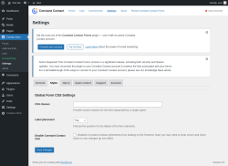 Page screenshot: Contact form → Settings → Styles