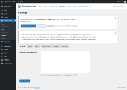 Page screenshot: Contact form &rarr; Settings