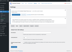 Page screenshot: Contact form &rarr; Settings &rarr; Styles