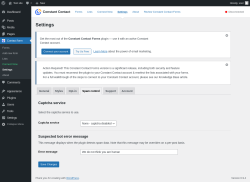 Page screenshot: Contact form &rarr; Settings &rarr; Spam control