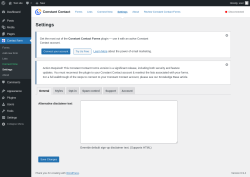 Page screenshot: Contact form &rarr; Settings