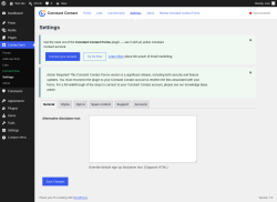 Page screenshot: Contact form &rarr; Settings