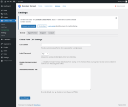 Page screenshot: Contact Form &rarr; Settings